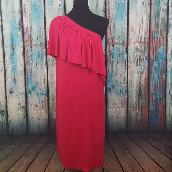 Three Dots Dresses & Skirts - NWT Three Dots Jersey Ruffle One-Shoulder Dress